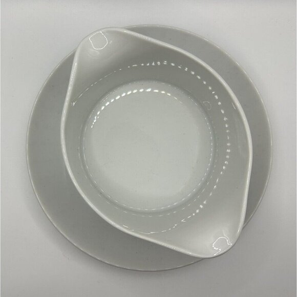 Vintage l 60s Harmony House Motif Dot Mid-Century Double Spout Saucer Gravy Boat - Picture 5 of 7